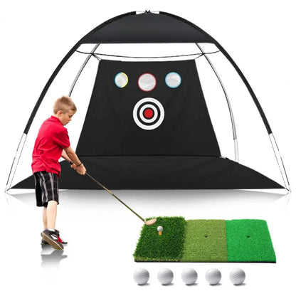 Golf Net, Golf Practice Net for Backyard Driving, Indoor Golf Training Chipping Aid Net with Turf, Tee, White Balls