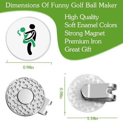 Funny Golf Hat Clip with Enamel Magnetic Ball Marker 0.98inch Golf Cap Clip Novelty Golf Accessories Gifts for Dad Papa Husband