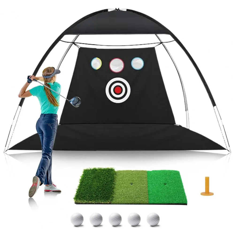 Golf Net, Golf Practice Net for Backyard Driving, Indoor Golf Training Chipping Aid Net with Turf, Tee, White Balls