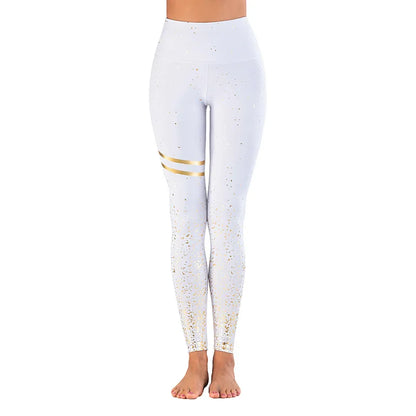 1pcs Bronzing Black White Dots Stripe Leggings Sports Fitness Yoga Running Tight Pants Wearing Slimming Leggings