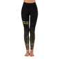 1pcs Bronzing Black White Dots Stripe Leggings Sports Fitness Yoga Running Tight Pants Wearing Slimming Leggings