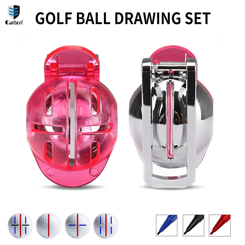 Caiton 1-piece Golf Ball Line Marker Liner Drawing Marking Alignment Tool,Golf Scriber Marker With Mark Pens 3  colors available