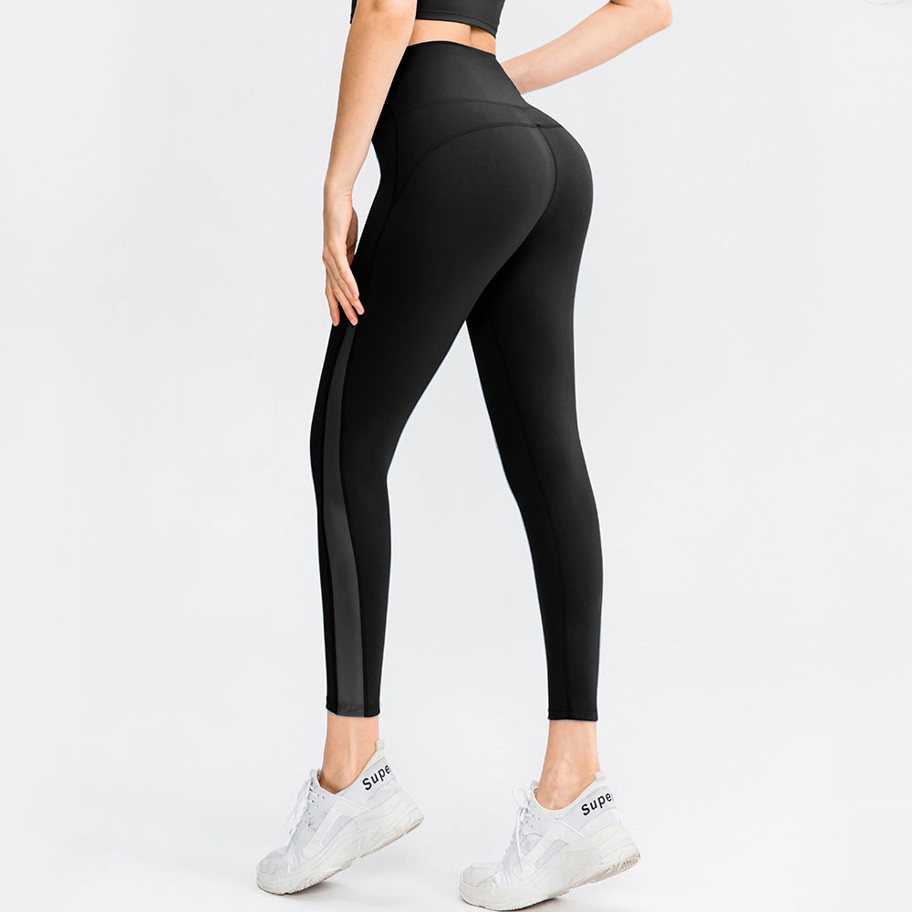 Women's Side Mesh High Waist Yoga Pants With Pockets Leggings for Women Tummy Control Workout Ankle Length Pants Casual Style